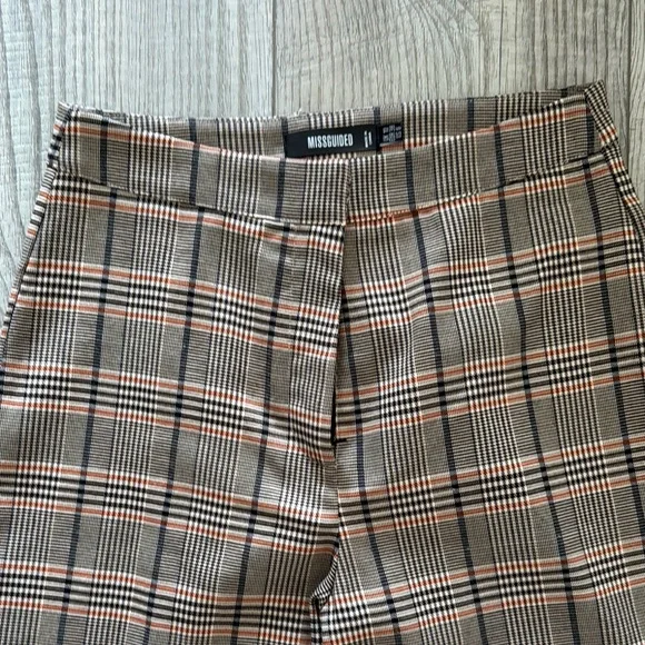 Missguided Tan and Black Plaid Dress Pants Tailored - Picture 2 of 3